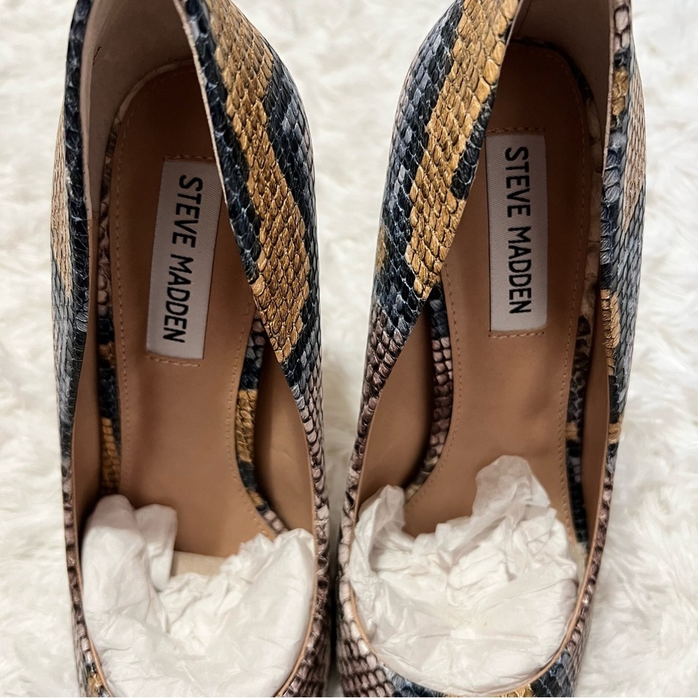 NWOB Steve Madden 8 Vala Snake Print Mobwife Pointed Toe Stiletto Sexy Pumps - Picture 10 of 12